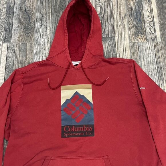 🔥 COLUMBIA SPORTSWEAR Outdoor Hoodie Pullover Fleece Sweatshirt Burgundy Sz 2XL - Picture 3 of 11